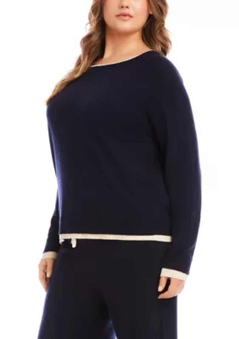 Plus Contrast Crewneck Sweater