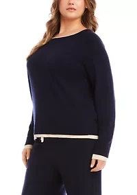Plus Contrast Crewneck Sweater