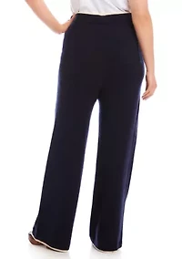 Plus Contrast Drawstring Wide-Leg Sweater Pants