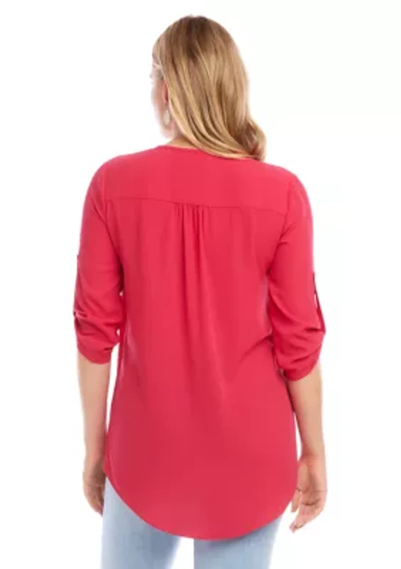 Petite Asymmetric Hem Wrap Top