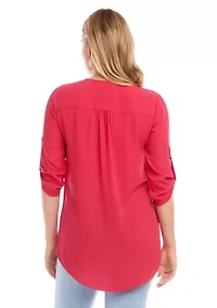 Petite Asymmetric Hem Wrap Top