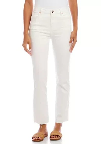 Petite Raw Hem Straight Jeans