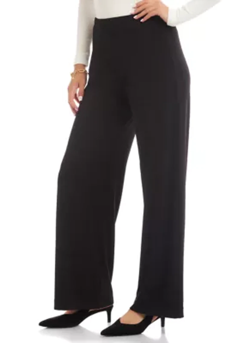 Petite Travel Jersey Wide-Leg Pants