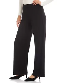 Petite Travel Jersey Wide-Leg Pants