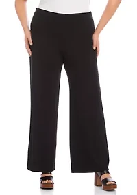 Plus Travel Jersey Wide-Leg Pants