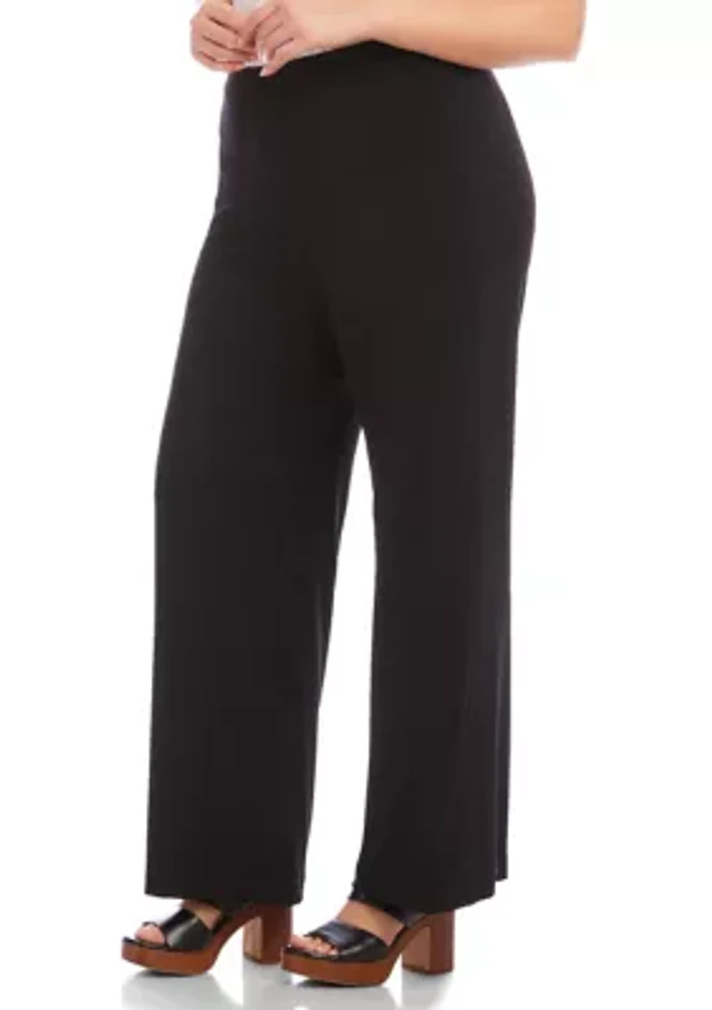Plus Travel Jersey Wide-Leg Pants