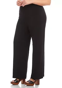 Plus Travel Jersey Wide-Leg Pants
