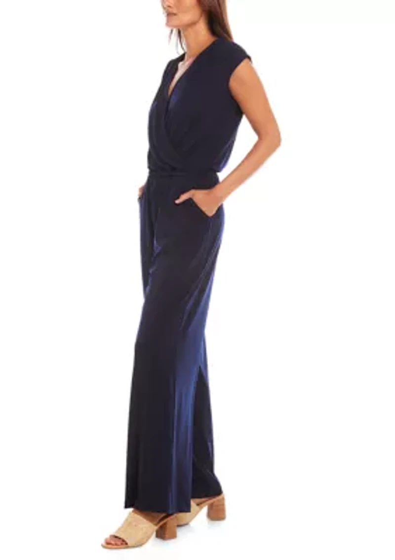 Petite Sleeveless Travel Jersey Jumpsuit