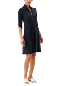 Petite 3/4 Sleeve Zip-Up Travel Dress