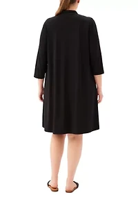 Plus 3/4 Sleeve Zip-Up Travel Dress