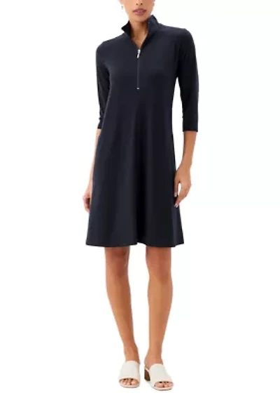 Women's 3/4 Sleeve Zip-Up Travel Dress