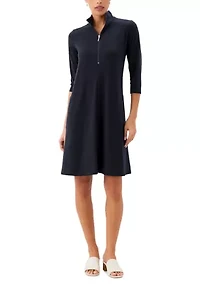 Women's 3/4 Sleeve Zip-Up Travel Dress