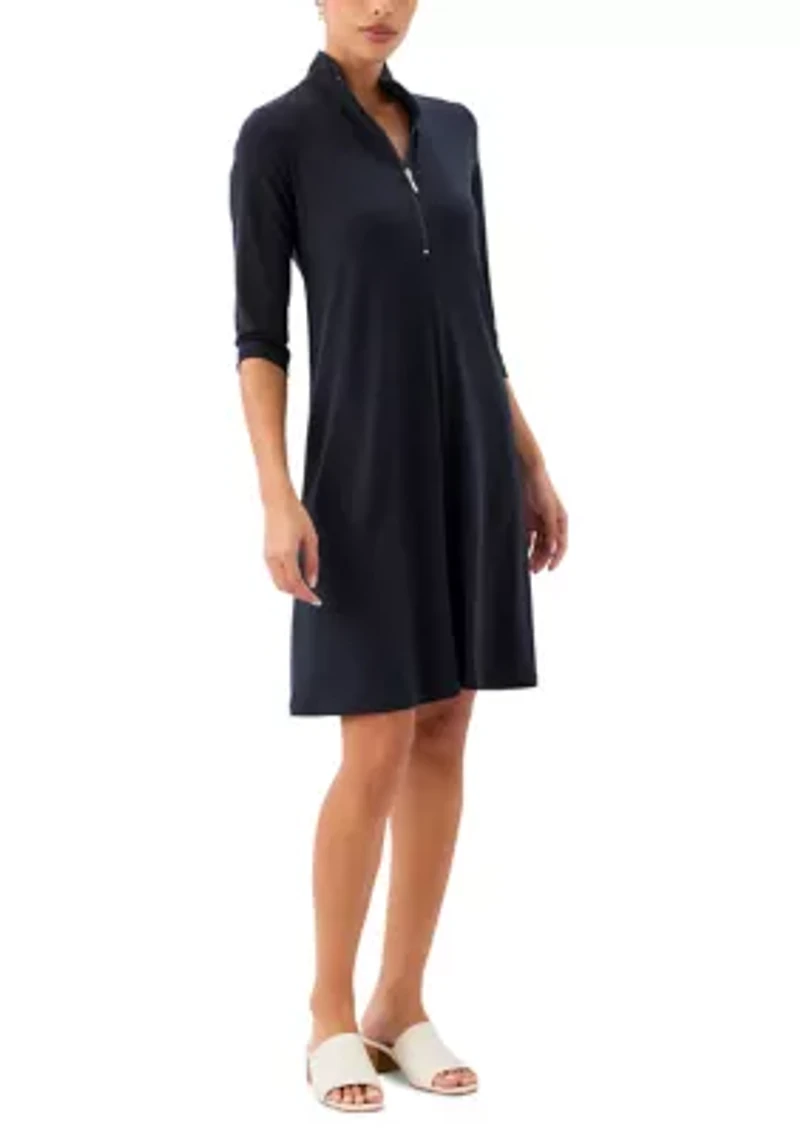 Women's 3/4 Sleeve Zip-Up Travel Dress