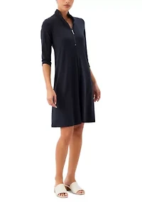 Women's 3/4 Sleeve Zip-Up Travel Dress