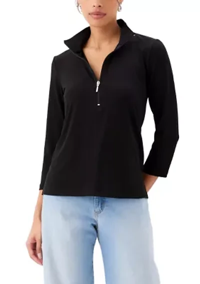 Women's 3/4 Sleeve Zip-Up Travel Top