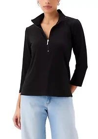 Women's 3/4 Sleeve Zip-Up Travel Top