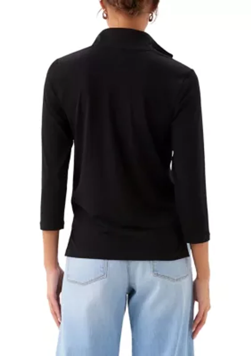 Women's 3/4 Sleeve Zip-Up Travel Top