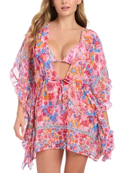 Flower Paradise Tie Front Caftan