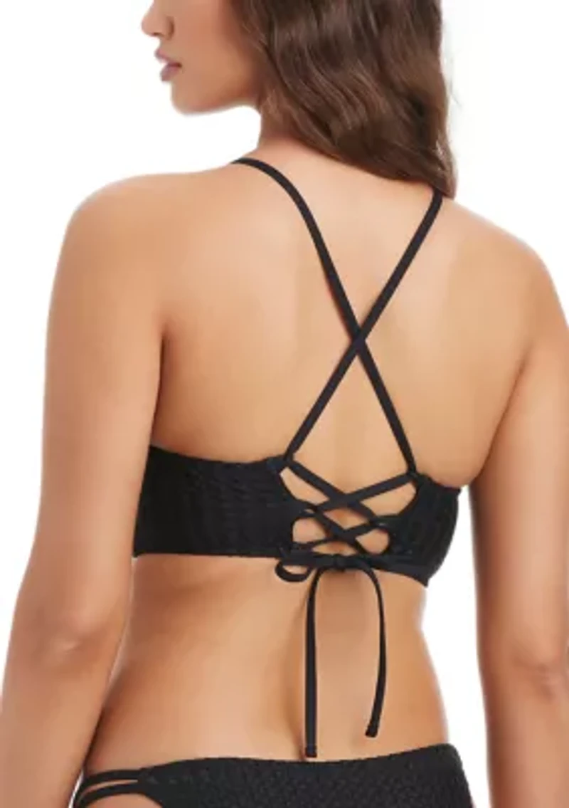 Twisted Jacquard Cropped Cami Swim Top