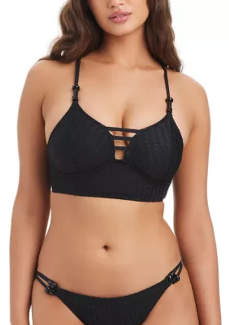 Twisted Jacquard Cropped Cami Swim Top