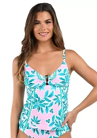 Opulent Palm Tankini with Gold Ring