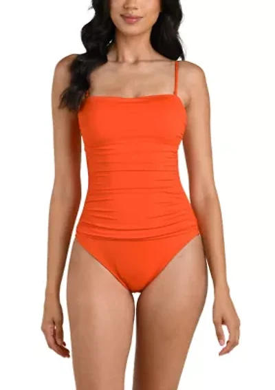 Shirred Bandeau One Piece Bathing Suit