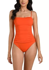 Shirred Bandeau One Piece Bathing Suit