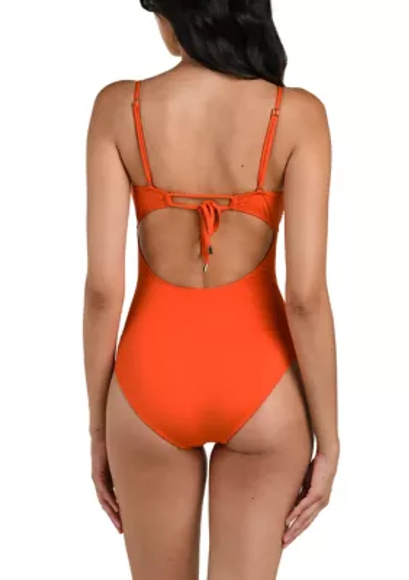 Shirred Bandeau One Piece Bathing Suit