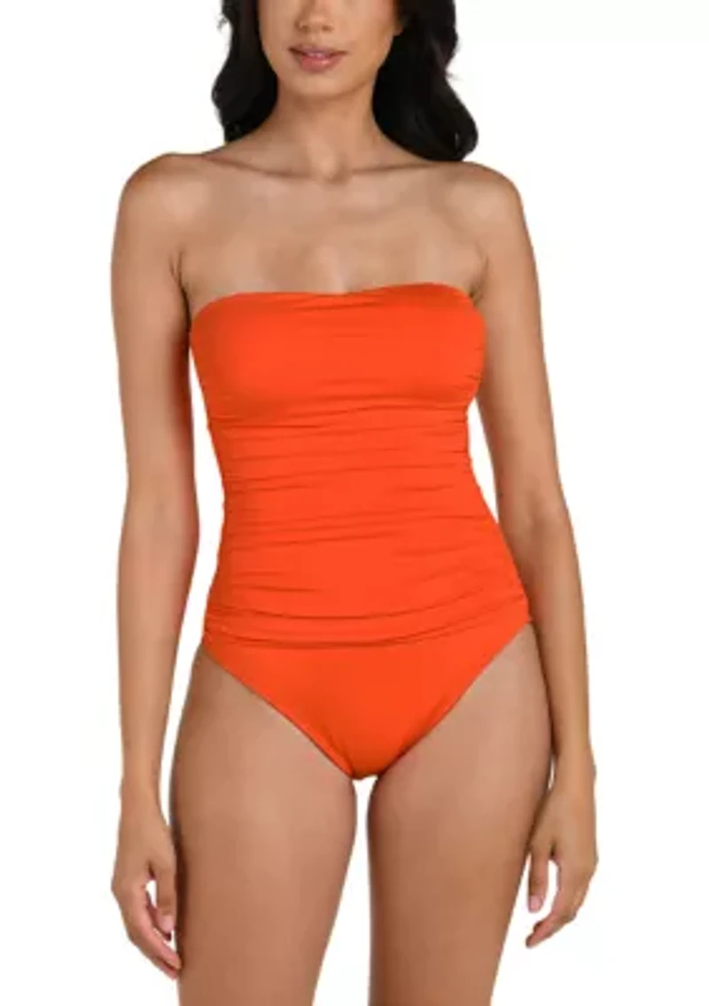 Shirred Bandeau One Piece Bathing Suit