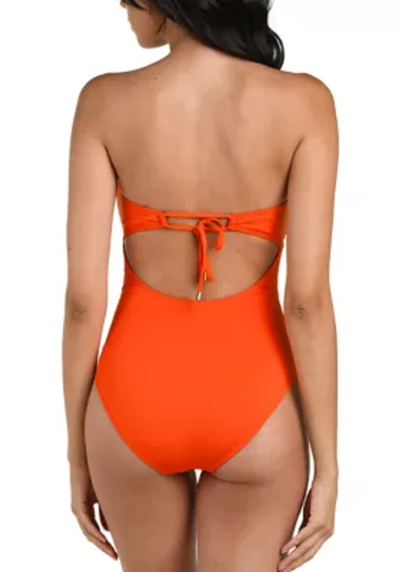 Shirred Bandeau One Piece Bathing Suit