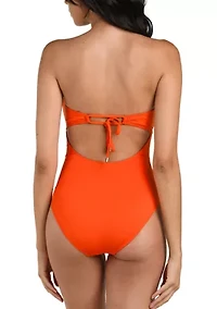 Shirred Bandeau One Piece Bathing Suit