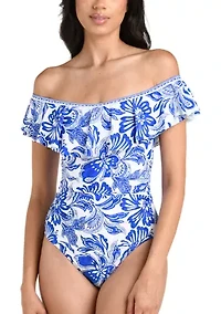Women's Off Shoulder One Piece Swimsuit
