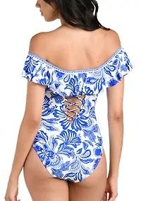 Women's Off Shoulder One Piece Swimsuit