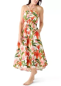 Jungle Blossom Lace Up Front Midi Dress