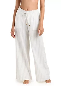 Women's Delphine Coast Striped Beach Pants Swim Coverup