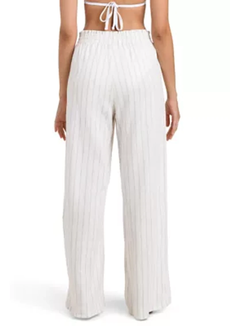 Women's Delphine Coast Striped Beach Pants Swim Coverup