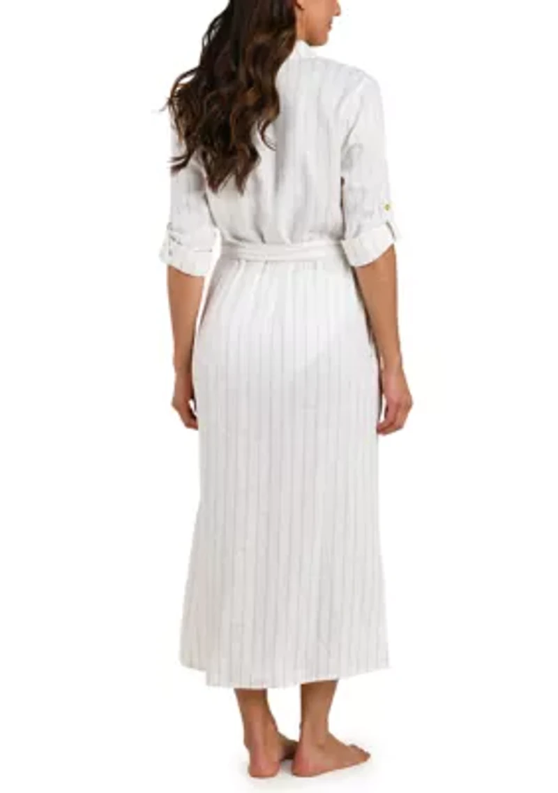 Women's Delphine Striped Button Up Shirtdress