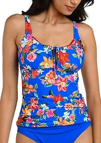 Modern Oasis Tunnel Neck Tie Tankini Top
