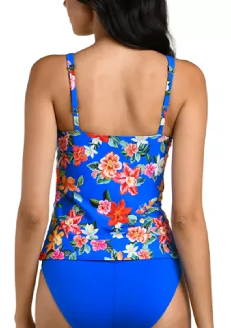 Modern Oasis Tunnel Neck Tie Tankini Top