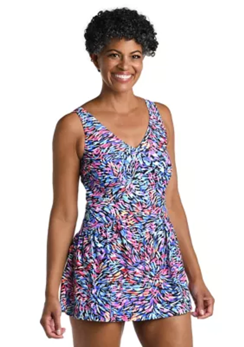 Burst Multi Empire Swim Dress