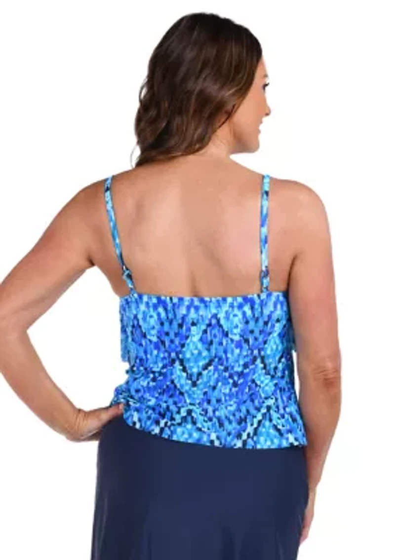 Artisan Ikat Double Tiered Tankini Swim Top