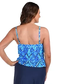 Artisan Ikat Double Tiered Tankini Swim Top