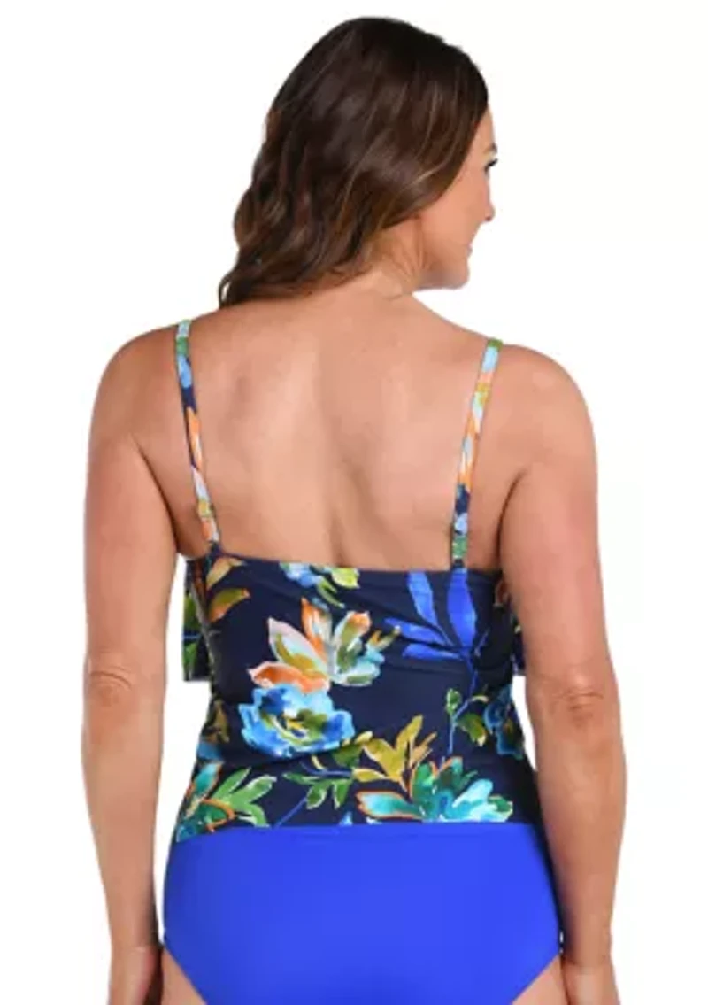 Indigo Vineyard Double Tiered Tankini Swim Top