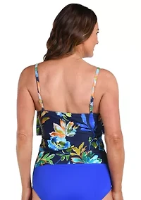 Indigo Vineyard Double Tiered Tankini Swim Top