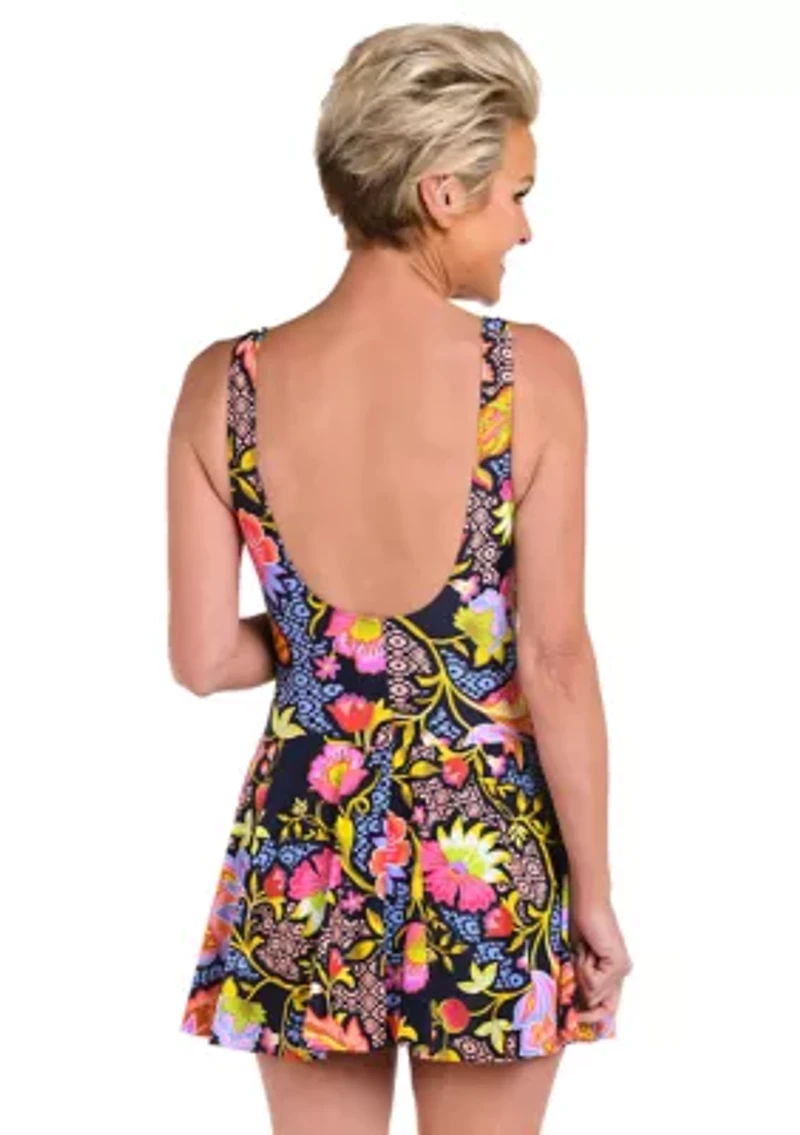 Ornamental Garden Surplice Swimdress