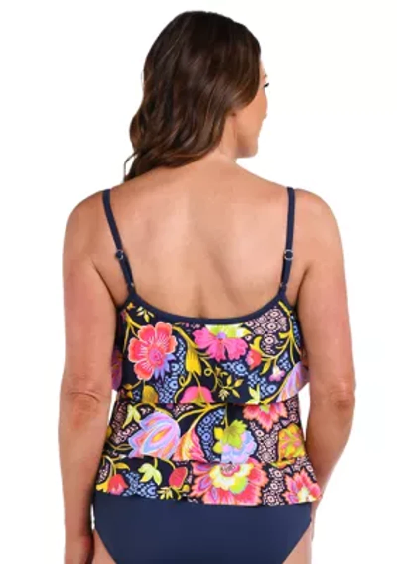 Ornamental Garden Tiered Tankini Swim Top