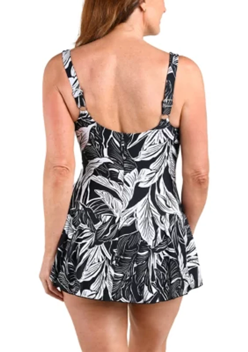 Night Tropics Princess Seam Swim Dress