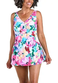 Spring Bouquet Empire Waist Swim Dress