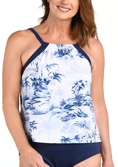 Toile High Neck Tankini Swim Top