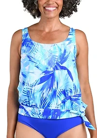 Pacific Palms Banded Blouson Tankini Top